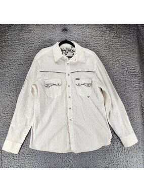 Southern Thread Shirt Mens XXL Cream Long Sleeve Pearl Snap Western